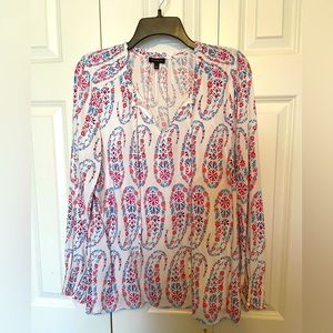 Talbots large red white and blue blouse.